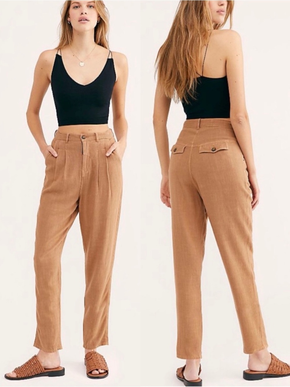 Free People We The Free Faded Love Pants in Sandstorm Linen Blend Size 28